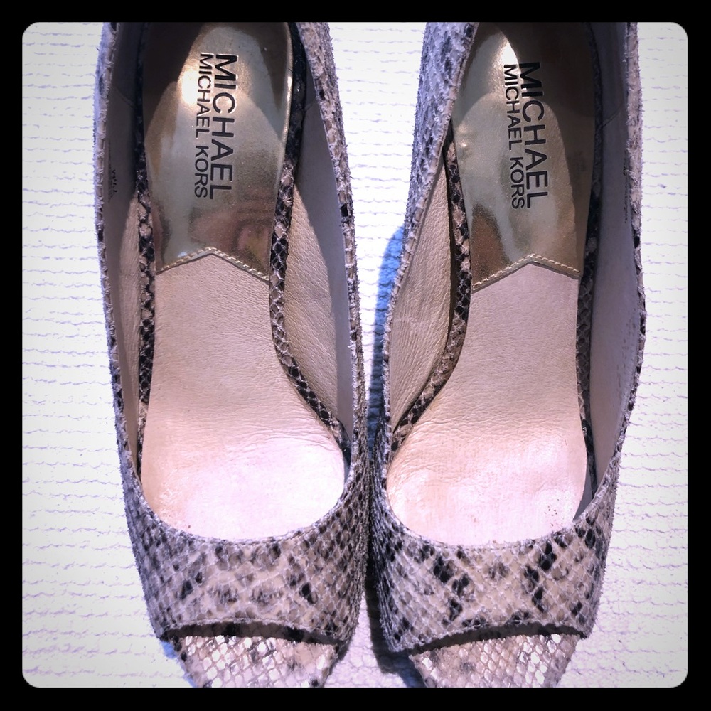 Michael Kors Python Open Toe Heels - image 1